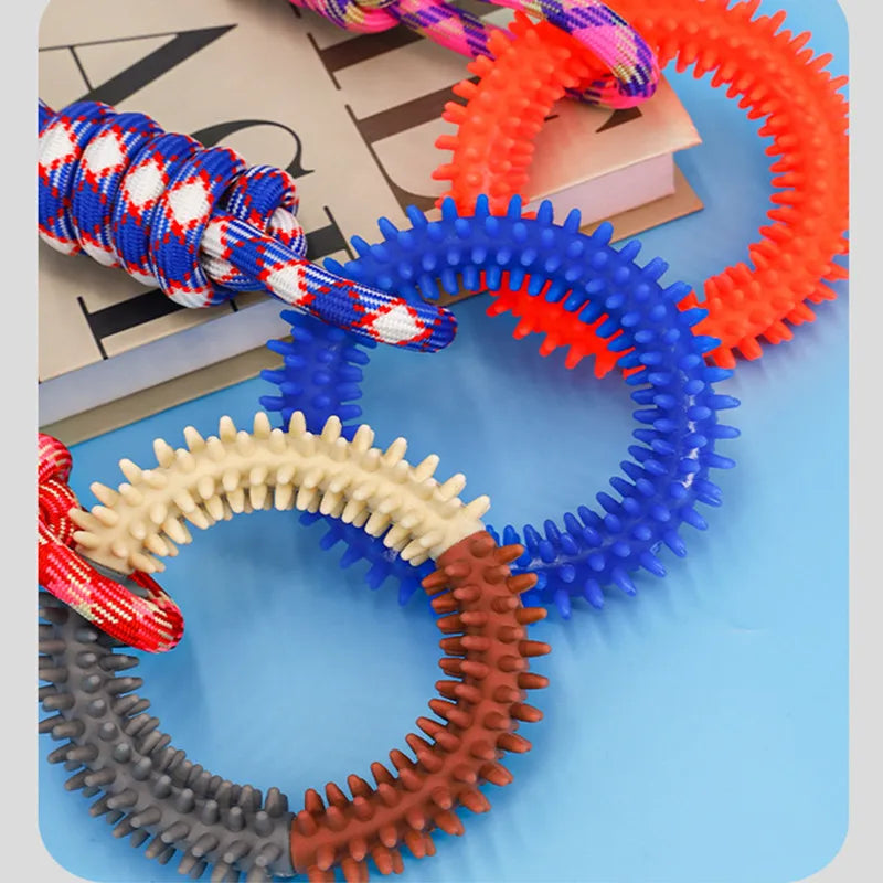 Supet Interactive Training Pet Toy Ring Spiked Ring Dog Teeth Cleaning Pet Supplies